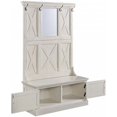 thumbnail image 3 of Pemberly Row Farmhouse Rustic Weathered Wood Hall Tree with X Frame, 3 of 4