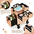 thumbnail image 4 of Zimtown Lockable Aluminum 3 in 1 Rolling Makeup Trolley Train Case Box, Champagne Gold, 4 of 11