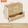 thumbnail image 2 of VEVOR Rattan Drawer Dresser Natural Rattan Closet Dresser 3 Drawers for bedroom, 2 of 9