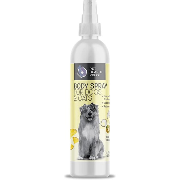 Pet Health Pros; Dog Deodorizing Spray; Long-Lasting, Eliminates Odor, Time-Saving; Large 8oz bottle; Available in Four Scents