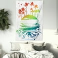 thumbnail image 3 of Island Tapestry, Grunge Style Artsy Inky Colorful Summer Scenery with Palms and Hawaiian Hibiscus Flowers, Wall Hanging for Bedroom Living Room Dorm Decor, 40W X 60L Inches, Multi, by Ambesonne, 3 of 5