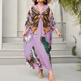 thumbnail image 4 of HAJWOH Women’s Plus Size Kaftan Dress V Neck Batwing Sleeve Lightweight Beach Cover Up Loungewear, 4 of 5