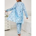thumbnail image 6 of YUBIKWETE Womens 3 Piece Pajama Set Floral Butterfly Loungewear With Belted Robe And Pants, 6 of 6