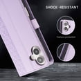 thumbnail image 5 of Allytechgroup for iPhone 16 Plus Wallet Case, Stylish Phone Case with Card Slots RFID Blocking Flip Stand PU Leather Shockproof Convenient Hand Wrist Case Cover for iPhone 16 Plus, Purple, 5 of 9