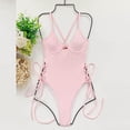 thumbnail image 3 of QLEICOM Women's Swimsuits High Waisted Tummy Control Swimwear Multi Color Solid Color High Waist Conjoined Body Swimsuit Bikini Women Bikinis Swimming Suits Cover Ups Bathing Suits Pink L, 3 of 6