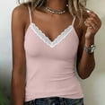 thumbnail image 4 of GERsome Tank Tops with Built in Bras for Women Lace Trim V-Neck Summer Spaghetti Strap Sleeveless Workout Yoga Shirts Pink Size XL, 4 of 7