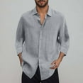 thumbnail image 2 of Stamzod Men Shirts Fashion Solid Color Long Sleeve Classic Button Down Shirt Men Loungewear Casual Loose Spring Fall Shirts for Men Gray XXL, 2 of 5