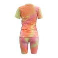 thumbnail image 4 of GILIGEGE Womens Two Piece Outfits,Bodycon Short Sleeve V Neck Shorts Set,Summer Casual Tie-Dye Two-Piece Outfits Sweatsuits,Lady Split 2 Piece Sports Suit Set,Biker Short Workout Sets Orange M, 4 of 5