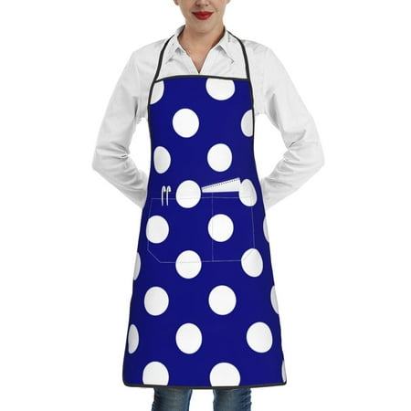 

Gaeub Navy And White Polka Dot Kitchen Cooking Aprons Adjustable Bib Apron Waterdrop and Oil Resistant Kitchen Chef Apron for Women Men