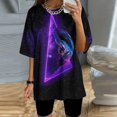 thumbnail image 2 of Camiseta estampada a la moda para mujer, blusa de manga corta, cuello redondo, camisetas informales Pompotops  hfajkhk136987, 2 of 7