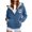 C42-NSLGXD Blue Tops for Women, variant on Halloween Fleece Jackets for Women Full Zip Pumpkin Face Print Long Sleeve Warm Fall Hoodie with Pockets M-3XL