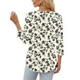 thumbnail image 4 of cocolona Womens 2025 Dressy Casual Blouses Fall 3/4 Sleeve V Neck Tops Lightweight Comfy Loose Shirts Trendy Floral Print T-shirts, 4 of 7