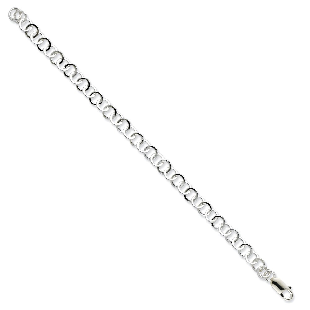 Auriga Fine Jewelry 925 Sterling Silver Rhodium-plated Polished 7mm 8.5 inch Fancy Link with Lobster Clasp Charm Bracelet for Women