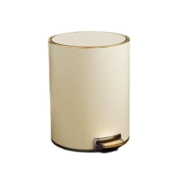 Cream Style Waste Bin for Household Stainless Steel Living Room Kitchen Large Capacity Bathroom Pedal with Lid Trash Can