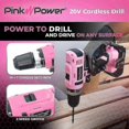 thumbnail image 4 of Ensemble de Perceuse Rose pour Femmes 20v Sans Fil, Kit d'Outils pour Perceuse Électrique Li-ion pour Femmes, Ensemble de Perceuse Électrique avec Sac à Outils, Chauve-Souris, 4 of 5