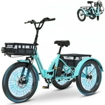MOONCOOL TK1 Folding Electric Tricycle for Adults,48V 14.5Ah Removable battery, 1000W Motor, 20" Fat Tire Step-Thru 3 Wheel Electric Bicycle W/ Front & Rear Storage Bag Kit, UL2849