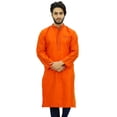 thumbnail image 1 of Atasi Men's Band Collor Orange Kurta Dupion Full Sleeve Ethnic Shirt-Large, 1 of 7