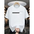 thumbnail image 1 of Men's Black Casual Crew Neck T-Shirt with Paris Letter Print – Trendy Short Sleeve Summer Tee for Sports & Outdoor Activities, Lightweight Cotton Fabric, Machine Washable, Casual Sporty Tee, 1 of 5