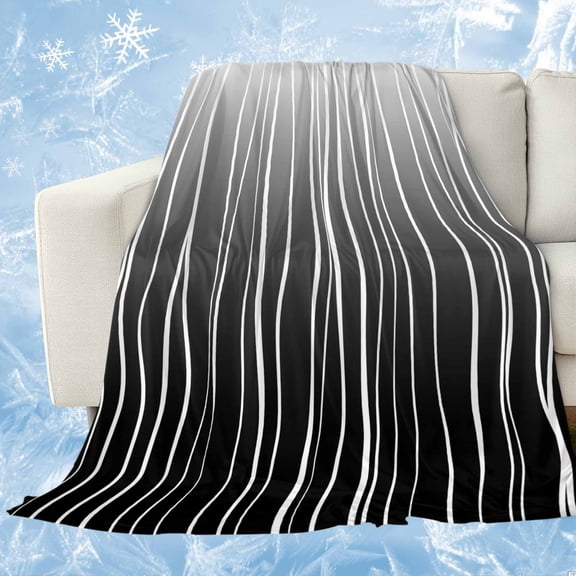Black White Cooling Blanket,Lightweight Breathable Summer Throw Blanket with Double Sided Cold Effect,Ombre Gradient Striped Minimalist Texture Picnic Blankets Bed Sheet for Hot Sleepers 60"x80"