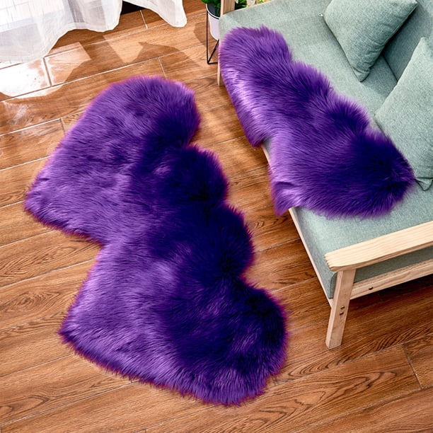 Alfombra esponjosa en forma de corazón 70x35cm | Moqueta antideslizante lavable para dormitorios | Esterilla de poliéster gruesa y suave | Rosa, rojo, púrpura, gris, negro, blanco, azul | 1 pieza