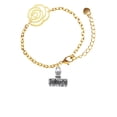 thumbnail image 2 of Delight Jewelry Silvertone 3-D ''Believe'' Stamp Gold-tone Flower Link Chain Bracelet, 6.75"+2" Extender, 2 of 4
