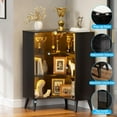 thumbnail image 5 of PAKASEPT Display Case with Tempered Glass Doors,3-Tier Corner Curio Cabinet with LED Lights for Collectibles,Display Cabinet with 6 Adjustable Shelves,Kids Bookcase for Bedroom, Living Room,Black, 5 of 9
