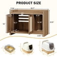 thumbnail image 5 of 33'' Cat Litter Box Enclosure with Rattan Door,Hidden Litter Cabinet Furniture with Cat Scratch Pad for Living Room, Rustic Oak, 5 of 8