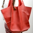 thumbnail image 3 of AMERTEER Women‘s PU Shoulder Bag Large Capacity Bucket Tote Soft Satchel Splicing Design, 3 of 7