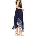 thumbnail image 4 of Sakkas Alexis Embroidered Long Sleeveless Floral Caftan Dress / Cover Up - Midnight Blue - One Size, 4 of 5