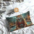 thumbnail image 5 of Goofa Pond Meditating Tiger Print Plush Throw Pillow Case, Soft Velvet with Hidden Zipper, Decorative Cushion Cover for Sofa, Bed, Car, and Home Décor-16"x24", 5 of 6