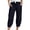Navy, variant on Bibifish Womens Ribbed Capri Joggers Elastic Waist Knee Length Jogger Ribbed Texture Side Pockets Loose Fit Comfortable Summer Cozy Capri Joggers