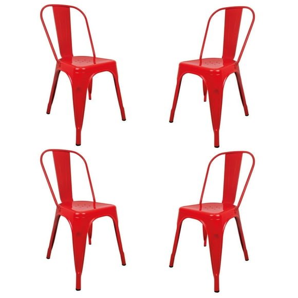 Set De 4 Sillas Tolix Metálicas Vintage Para Comedor Restaurante Exterior Interior rojo