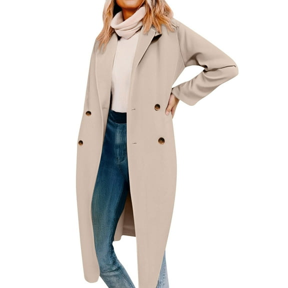 iHPH7 Wool Coats for Women Womens Wool Coat Pea Coats for Women Winter Coats for Women Womens Winter Clothes Long Coat Women Overcoat for Women Beige L