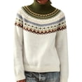 thumbnail image 3 of Fair Isle Sweater Women Vintage Sweater Fashion Clothing Knit Sweater Fall Outfits Sweaters for Women Cute Sweaters Pullover Sweaters Oversized Sweaters Crew Neck Sweatshirts, 3 of 5