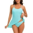 thumbnail image 3 of Otvok Blouson Tankini Swimsuits for Women 2 Piece Bathing Suits with Boyshorts Modest Tummy Control Swimwear XL Light Blue, 3 of 6