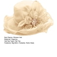 thumbnail image 7 of Women Top Hat Elegant Organza Flower Hat Wide Brim Outdoor Beach Hat Foldable Sun Hat Evening Retro Style Party Banquet Clothing Accessories, 7 of 7