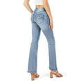 thumbnail image 3 of Wax Jean Womens Juniors High Waist Rhinestoned Bootcut Jeans (Light Denim, 7), 3 of 6