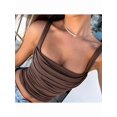 thumbnail image 5 of Women Summer Tank Tops Ruched Double Lined Sleeveless Y2K Going Out Crop Shirts Brown L, 5 of 7