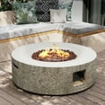 thumbnail image 3 of UPHA 42-inch Outdoor Propane Round Fire Pit Table 50000 BTU Gas Concrete FirePit for Outside Patio with Lava Rocks, Rain Cover, Beige, 3 of 9