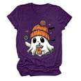 thumbnail image 5 of enyan Shirt Fall Tee Shirt Funny Tee Pumpkin Graphic Cute Ghost Clothes Halloween T-Shirts Ladies Halloween Tops Purple,M, 5 of 6