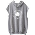 thumbnail image 3 of Womens Floral Print Hooded Sweatshirt Crew Neck Hoodies Short Sleeve Pullover Lightweight Loose Tops, 3 of 3