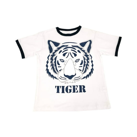 Kleverkids Toddler Baby Boys Tiger, Compass Graphic Printed Peruvian Cotton Short Sleeve T-Shirt for 2, 3, 4, 5, 6, 8 Years – Tiger, 2