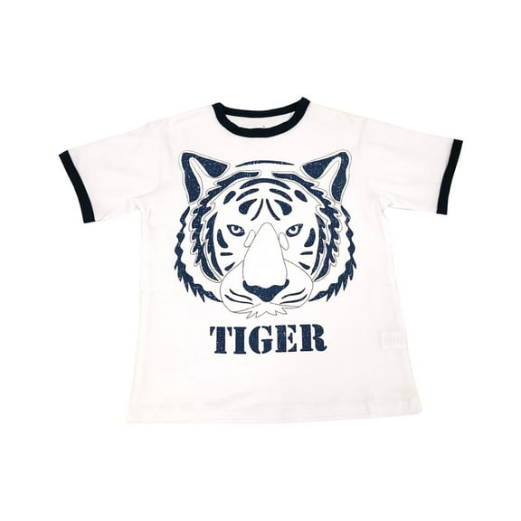 Kleverkids Toddler Baby Boys Tiger, Compass Graphic Printed Peruvian Cotton Short Sleeve T-Shirt for 2, 3, 4, 5, 6, 8 Years – Tiger, 6