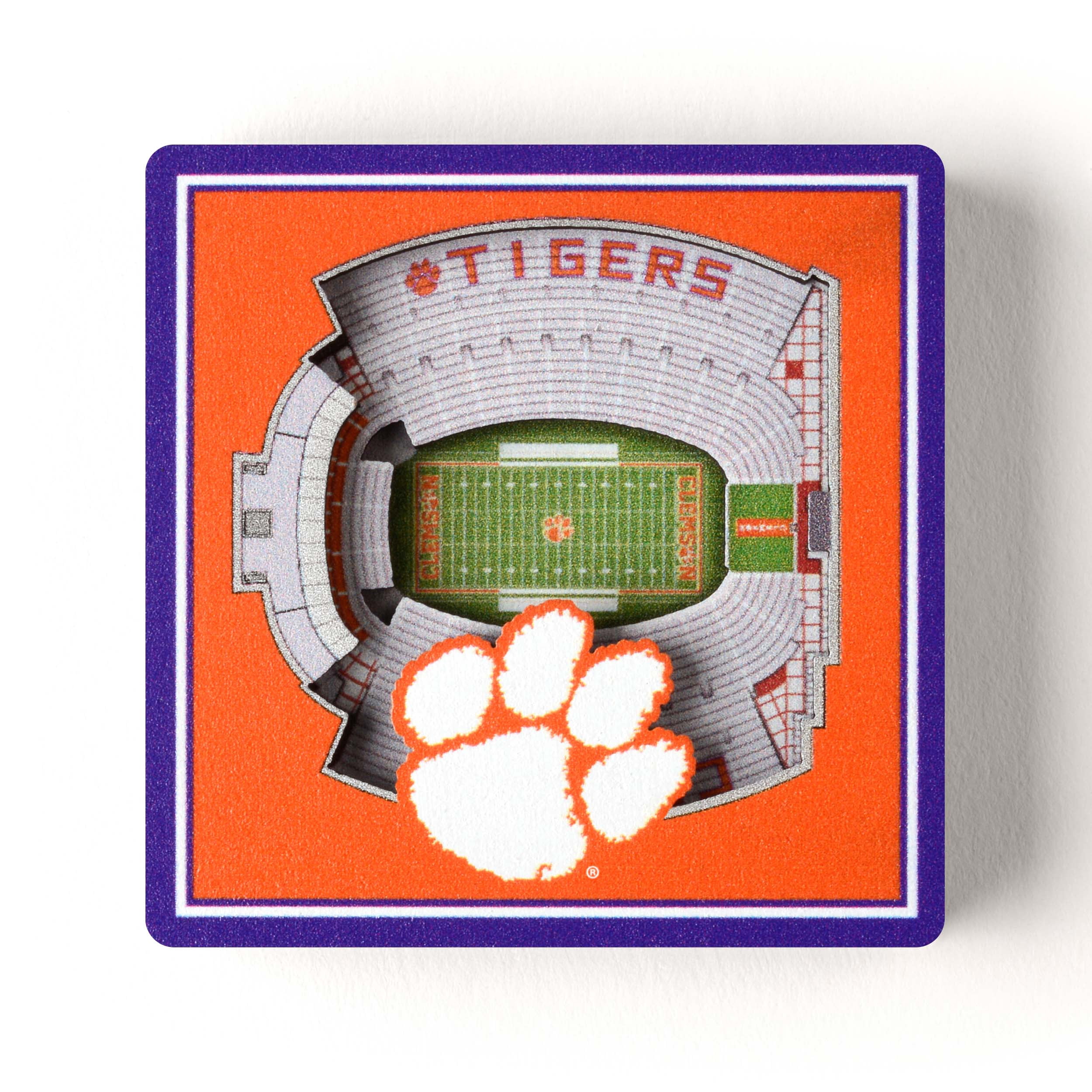 YouTheFan NCAA  Clemson Tigers 3D Stadium View Magnets - Memorial Stadium