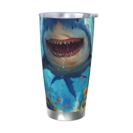 

Zeuib Colorful Underwater Shark Printed 20oz Stainless Steel Insulated Car Cup Stainless Steel Thermal Cup Vacuum Insulated Leak-proof Travel Mug Cup-Without Straw