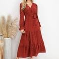 thumbnail image 5 of Utoimkio Women's Casual Loose Long Sleeve Maxi Dress Fall Winter V Neck Full Length Swing Party Long Dresses for Women, 5 of 8