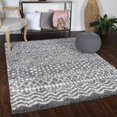 thumbnail image 1 of Abstract Stripe Plush Polypropylene Indoor Shag Area Rug - 5' x 7’, Cream/Black, 1 of 8
