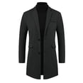 thumbnail image 5 of INSPIRE CHIC Herringbone Overcoats for Men's Classic Fit Single Breasted Winter Trench Coat M Black, 5 of 6