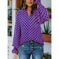 thumbnail image 2 of Womens V Neck Floral Long Sleeve Tops Summer Casual Loose Puff Sleeve Chiffon Boho Blouse T Shirts  XXL, 2 of 4