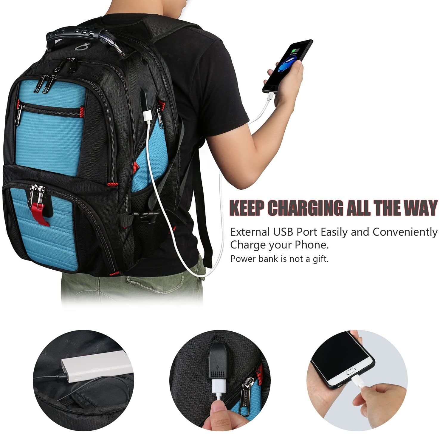 Travel Laptop Backpack Extra Large College School for Men and Women With USB 